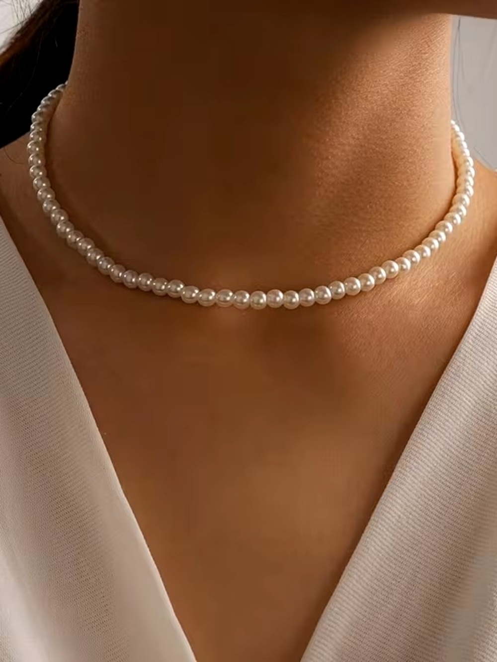Classic White Pearl Choker Necklace - Womens Jewelry